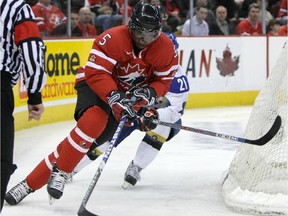 Team Canada's P.K. Subban skates with the puck during game against Kazakhstan during the World Junior Hockey Championship on Dec. 28, 2008, in Ottawa.