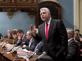 Quebec Premier Philippe Couillard speaks during question period Wednesday, November 5, 2014 at the National Assembly in Quebec City.