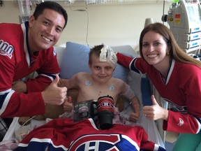 Rob Hing and his wife Alayne visited 13-year-old Alex Smidt, who is battling meningitis, at the Alberta Children's Hospital in Calgary. Smidt's story touched Habs fans on The Gazette's hockeyinsideout.com website.