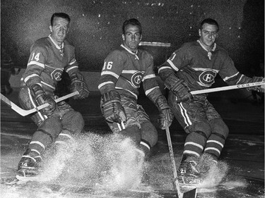 From left, Claude Provost, Henri Richard and Gilles Tremblay Sept. 19, 1964.