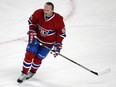 Newly acquired Canadiens defenceman Sergei Gonchar warms up before game against the Boston Bruins at the Bell Centre on Nov. 13, 2014.