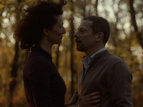 Stéphanie Cléau and Mathieu Amalric in the French film La Chambre bleue.