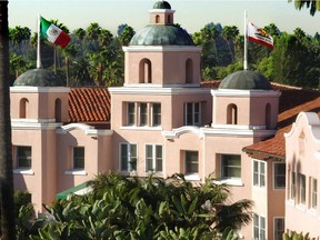 The Beverly Hills Hotel, the fabled Pink Palace, is an Art Deco landmark with Spanish Revival bell towers.
