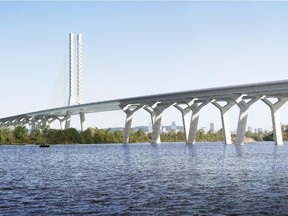 The design for the proposed new Champlain Bridge is shown in an artist's rendering, released on Saturday May 31, 2014 in Montreal.