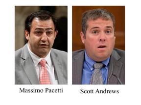 The federal Liberals have kicked two MPs out of their caucus over accusations of personal misconduct made by two members from another party. A source familiar with the matter have identified the two as Quebec MP Massimo Pacetti and Scott Andrews, the member for Avalon in Newfoundland and Labrador and the party's ethics critic. Liberal whip Judy Foote wrote to Commons Speaker Andrew Scheer Wednesday to say she has looked into the allegations and that the two former Liberals are denying the claims.