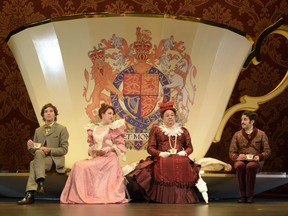 Théâtre du Nouveau Monde's L'Importance d'être constant, by Oscar Wilde. Actors, from left: Maxime Denommée, Anne-Élisabeth Bossé, Raymond Bouchard, Vincent Fafard.