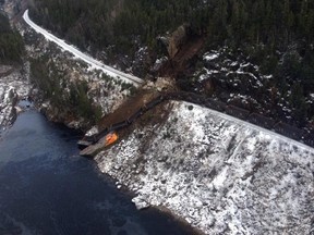 The lone employee on board a cargo train bound for Labrador was missing Thursday, Nov. 6, 2014m while one of two locomotives was submerged in the Moisie river, 20 kilometres north of Sêpt-Îles.