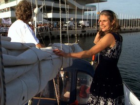 Dr. Rebecca Gomberts, right, sails into a Spanish harbour in the documentary film Vessel.