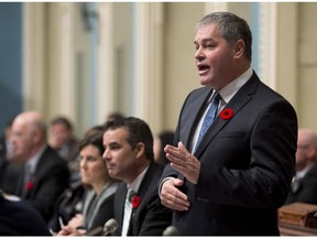 Quebec Education Minister Yves Bolduc during question period Nov. 5, 2014, at the legislature in Quebec City.