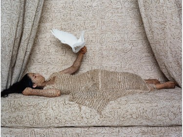 Artist: Lalla Essaydi Title: The Sultana, from the series  Women of Morocco (2008) Medium: Chromogenic print mounted on aluminum, 2/15 Exhibition: Montreal Museum of Fine Arts Photo credit: Lalla Essaydi / Courtesy Edwynn Houk Gallery, New York