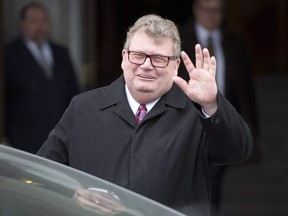 While the new research fund aims to encourage collaboration with private sector partners, that's not a condition of application, says Ed Holder, minister of state for science and technology. Holder is seen here leaving Rideau Hall after being sworn in on March 19, 2014 in Ottawa.