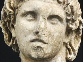 Marble portrait of Alexander the Great, found near Pella, ca. 300 BCE, late Hellenistic period.