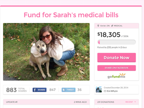 A fundraising campaing is seeking to raise $500,000 for Sarah Stott, a 22-year-old woman who lost her legs after being hit by a freight train.