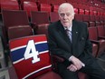 Long-time Montreal Canadiens chief surgeon David Mulder sits beside the late Jean Béliveau's Bell Centre aisle seat on Dec. 12, 2014.