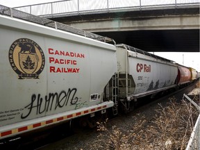 A Canadian Pacific Rail train passes through Calgary, May 1, 2014.