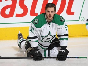 The Dallas Stars' Tyler Seguin stretches before game against the Maple Leafs in Toronto on Dec. 2, 2014.