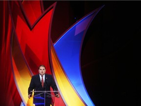 The President of the Canadian Soccer Association, Victor Montagliani, speaks during the FIFA Women's World Cup Canada 2015 tournament final draw, held at the Canadian Museum of History in Gatineau, Canada, on December 6, 2014.