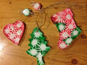 Candy decorations are made with classic peppermints and cookie cutters.