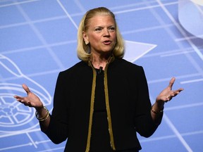 Virginia M. Rometty, chairwoman and CEO of IBM, speaks during a conference at the Mobile World Congress, the world's largest mobile phone trade show, in Barcelona, Spain, Wednesday, Feb. 26, 2014.