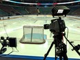 Image of hockey rink and TV cameras, for A1 splash on Saturday, Dec. 13, 2014, pointing to Saturday Extra feature by Brendan Kelly about the first hockey season under a new broadcasting deal and how it affects Habs fans. (1213 extra habsTV) Credit: Fotolia