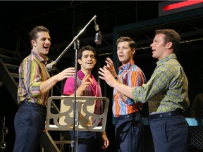 Jersey Boys tells a rags-to-riches story that follows the life cycle of the Four Seasons, from four points of view.