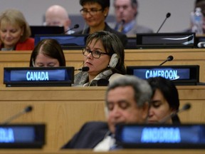 Canadian Minister of Environment Leona Aglukkaq takes part in the UN Climate Summit 2014 at the United Nations in New York on Tuesday, September 23, 2014.