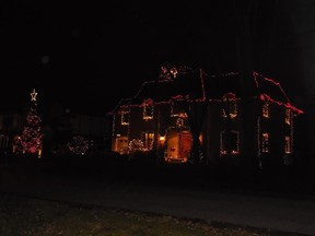 The winner: Lights mark the outline of this house in Beaconsfield.