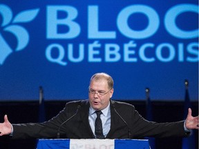 Mario Beaulieu speaks to supporters in Montreal Saturday, June 14, 2014 after being named new leader of the Bloc Quebecois.