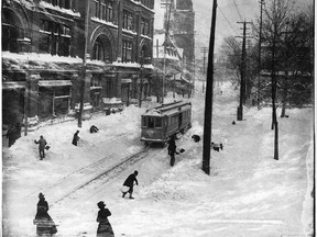 A winter day, Ste. Catherine St., Montreal, in 1901, the start of the Edwardian Period.
