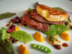 The duck and foie gras main course at Bouillon Bilk on Aug. 14, 2014.  The restaurant is critic Lesley Chesterman's top pick for 2014.