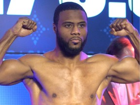 Montreal boxer Jean Pascal gets weighed in at the Montreal Casino on Thursday, December 5, 2014. Pascal will fight Agentinia's Roberto Bolonti in a light-heavyweight fight on Saturday at the casino.