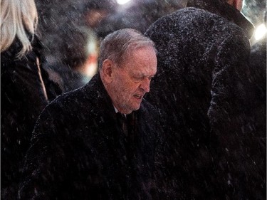 Former Canadian Prime Minister Jean Chrétien leaves the funeral of Montreal Canadiens great Jean Béliveau funeral at Mary Queen of the World Cathedral in Montreal, on Wednesday, December 10, 2014.