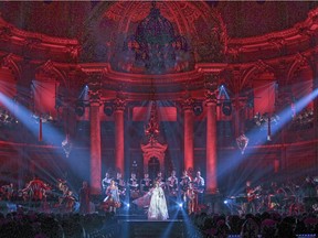 The staging of the Cirque du Soleil's 30th Anniversary Concert makes innovative use of the architectural features of St-Jean-Baptiste Church.