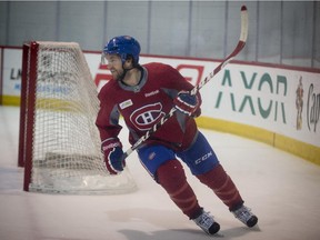 Canadiens centre David Desharnais takes part in practice at the Bell Sports Complex in Brossard on Dec. 17, 2014.