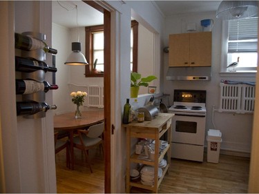 Looking onto the dining room from the kitchen.