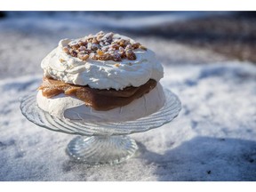 The Mont Blanc Pavlova, a  a mix of meringue, cream and chestnut paste from Pavlovas by Trish Deseine.