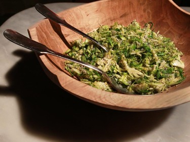 Brussels Sprout Salad, from Jennifer McLagan's book Bitter, makes an excellent early winter salad and a change from coleslaw.
