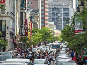 A view of Ste-Catherine St. W. from the corner of University St. in downtown Montreal on Tuesday, June 10, 2014.