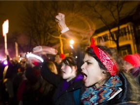A protester screams as a few dozen students gather to protest against proposed post-secondary tuition increases in March 2012.