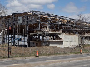 New soccer complex being built near the corner of Louvain and Papineau on Tuesday May 6, 2014. Picture shows Papineau side of work site.
