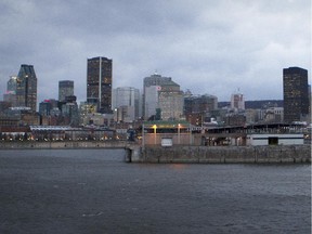 The skyline in Montreal at dusk Nov. 25, 2014.