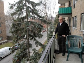 Peter Loorits on the balcony of his apartment in Westmount.