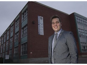 MONTREAL, QUE.: NOVEMBER 30, 2014 -- Joshua Arless in front of his alma mate Lakeside Academy, on Sunday November 30, 2014. Arless  is a newly elected commissioner on the Lester B. Pearson School Board.  (Pierre Obendrauf / MONTREAL GAZETTE)