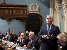 Quebec Premier Philippe Couillard during question period Dec. 5, 2014 at the legislature in Quebec City.
