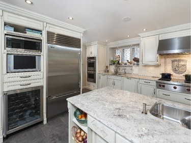 Quality materials were used in the kitchen, which is outfitted with Sub-Zero and Wolf appliances.