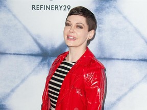 Actress Rose McGowan arrives at the Refinery29 Holiday Party in West Hollywood Dec. 10, 2014.