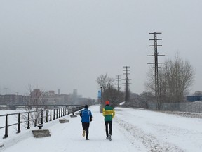 Joggers on the Lachine Canal.