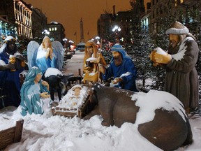 The nativity scene rests peacefully in Place Jacques-Cartier in Old Montreal Wednesday December 17, 2008.   (Tyrel Featherstone/The Gazette)