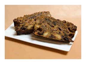 Slices of Ken Ilasz's fruitcake, made in Montreal.