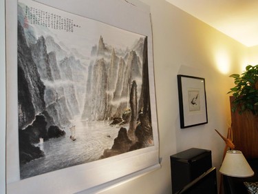 A depiction of the Three Gorges area on the Yangtze River bought from an artist on a tour boat going through the area at the home of Peter Loorits.